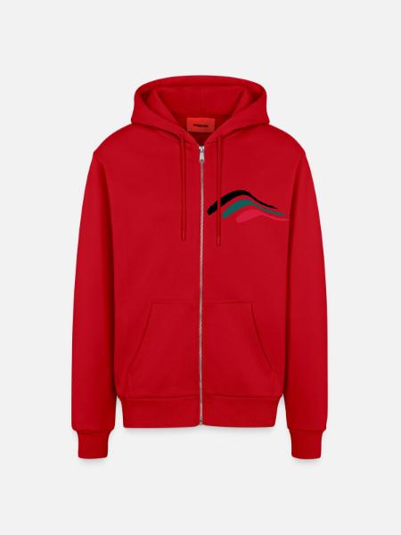 stripe bush_vec_3 - Organic Relaxed Hooded Jacket Made in EU - red