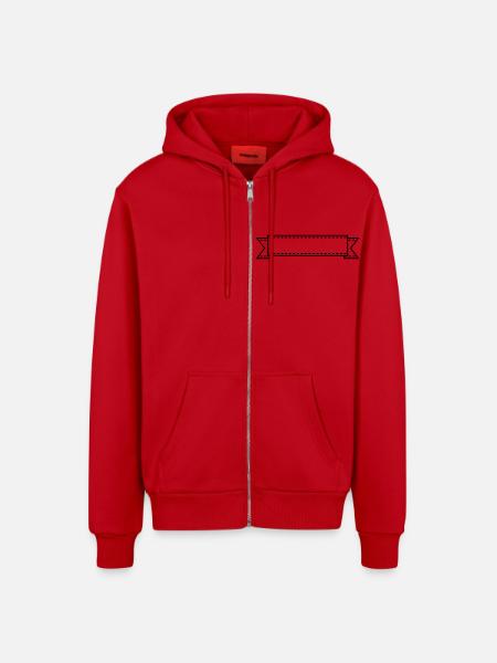 banner / Band (1c) - Organic Relaxed Kapuzenjacke Made in EU - Rot