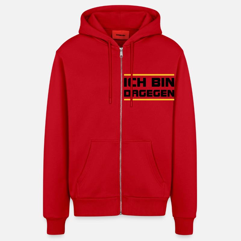 Ich bin dagegen -V2 - Organic Relaxed Kapuzenjacke Made in EU - Rot