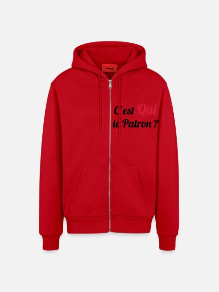 c'est QUI le Patron ? - Organic Relaxed Hooded Jacket Made in EU - red