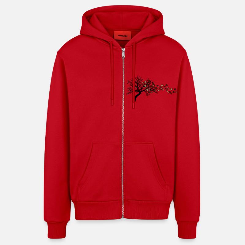 Autumn leaves arbre vent - Veste à capuche bio décontractée fabriquée en UE - rouge