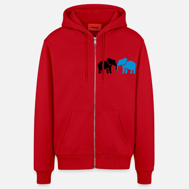 elefanten_2 - Veste à capuche bio décontractée fabriquée en UE - rouge