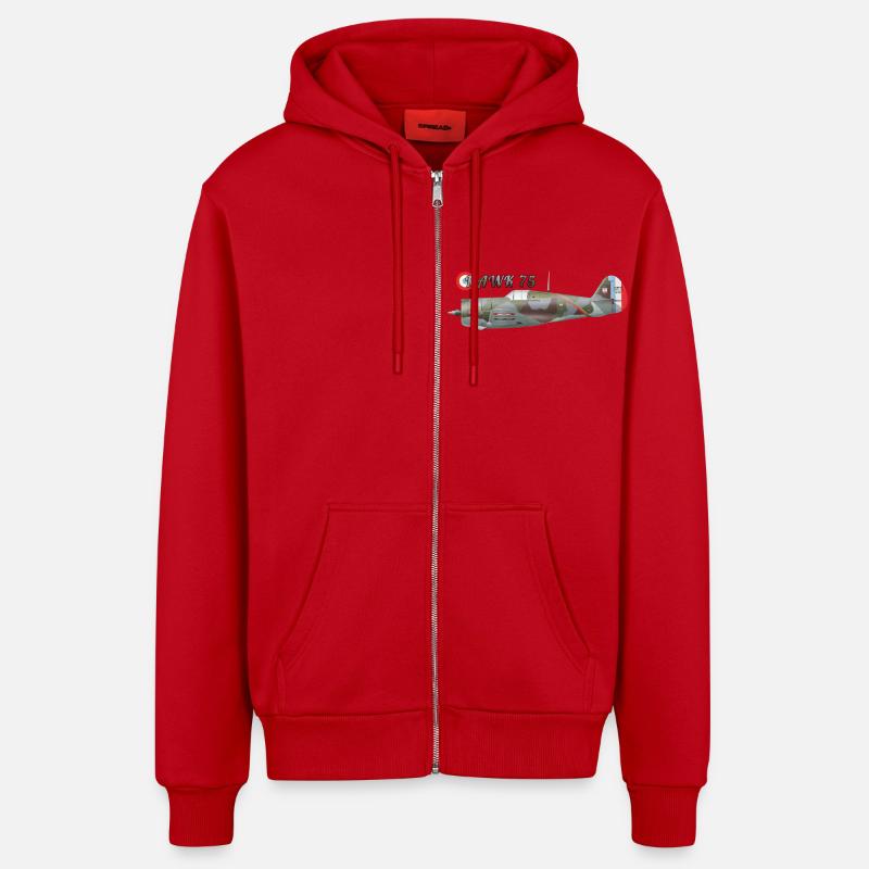 Hawk 75 - Veste à capuche bio décontractée fabriquée en UE - rouge