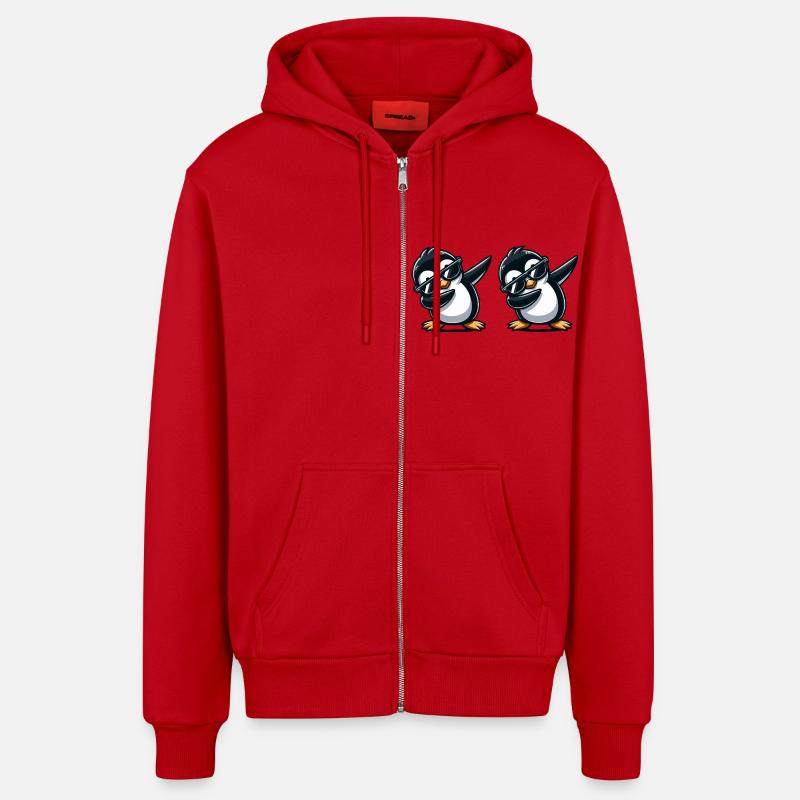 Pingouin Dabbing 2 - Veste à capuche bio décontractée fabriquée en UE - rouge