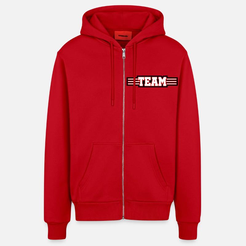 Conception d’équipe - Veste à capuche bio décontractée fabriquée en UE - rouge