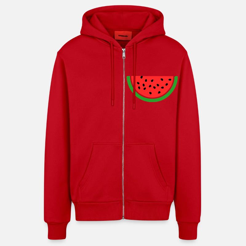 pastèque - Veste à capuche bio décontractée fabriquée en UE - rouge