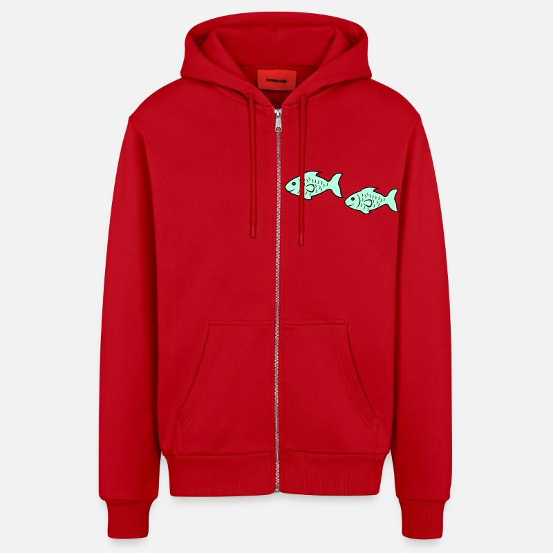 fish2 - Organic Relaxed Kapuzenjacke Made in EU - Rot