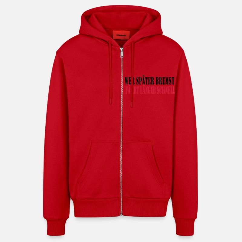 wer_spaeter_bremst_faehr - Veste à capuche bio décontractée fabriquée en UE - rouge