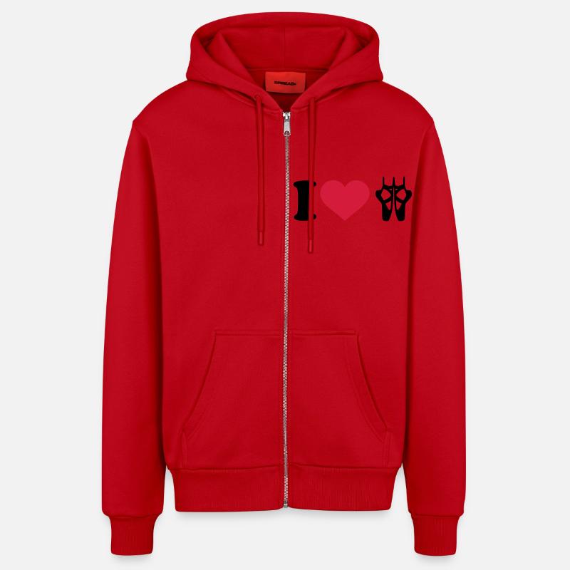 I love Ballet - Veste à capuche bio décontractée fabriquée en UE - rouge