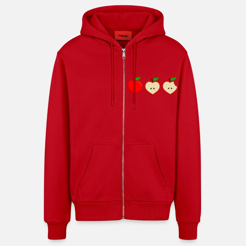 Apfel Apple Herz Set - Veste à capuche bio décontractée fabriquée en UE - rouge