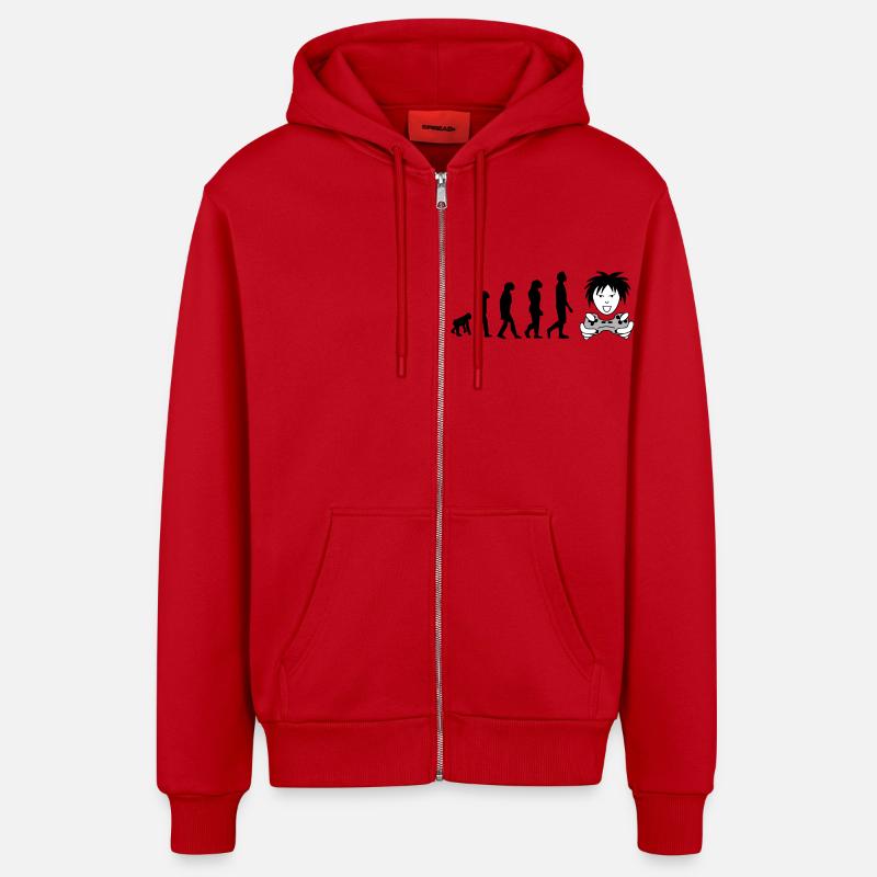 evolution gamer - Veste à capuche bio décontractée fabriquée en UE - rouge