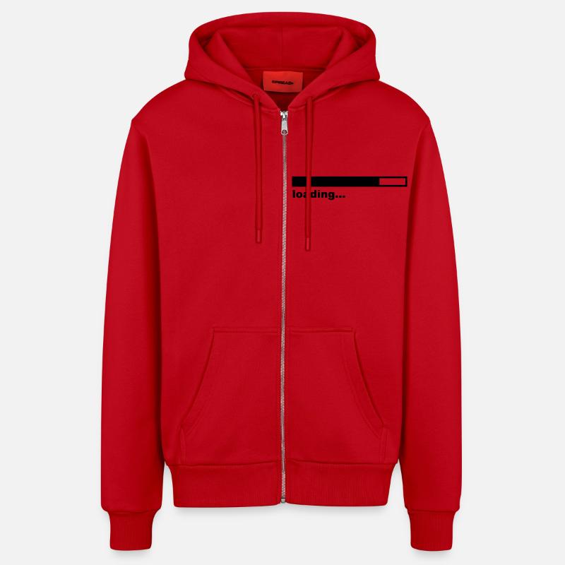 Loading Bar - Internet - Game - Veste à capuche bio décontractée fabriquée en UE - rouge