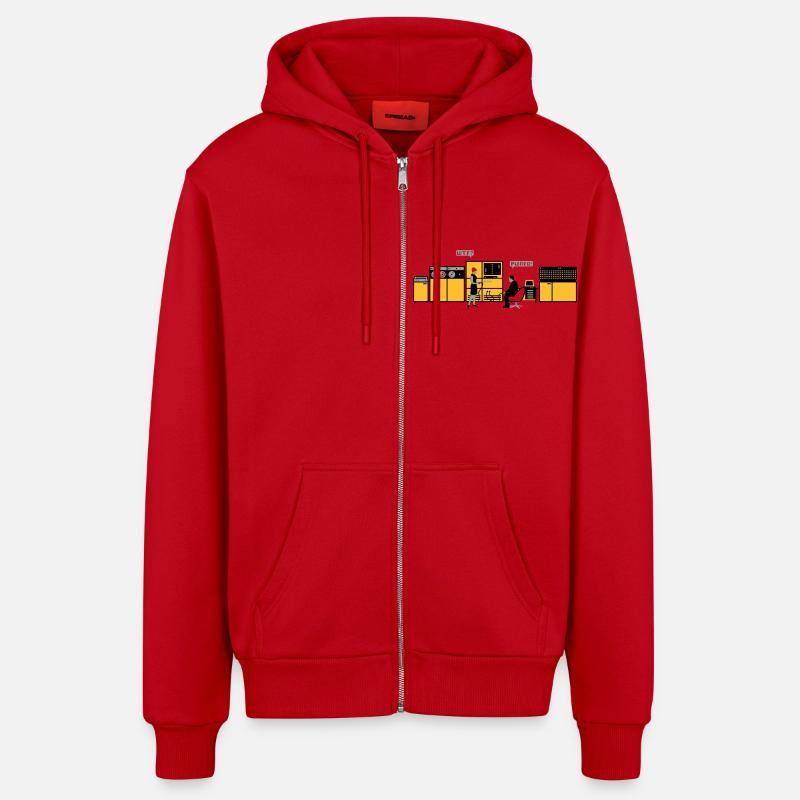 retro computer - Organic Relaxed Hooded Jacket Made in EU - red
