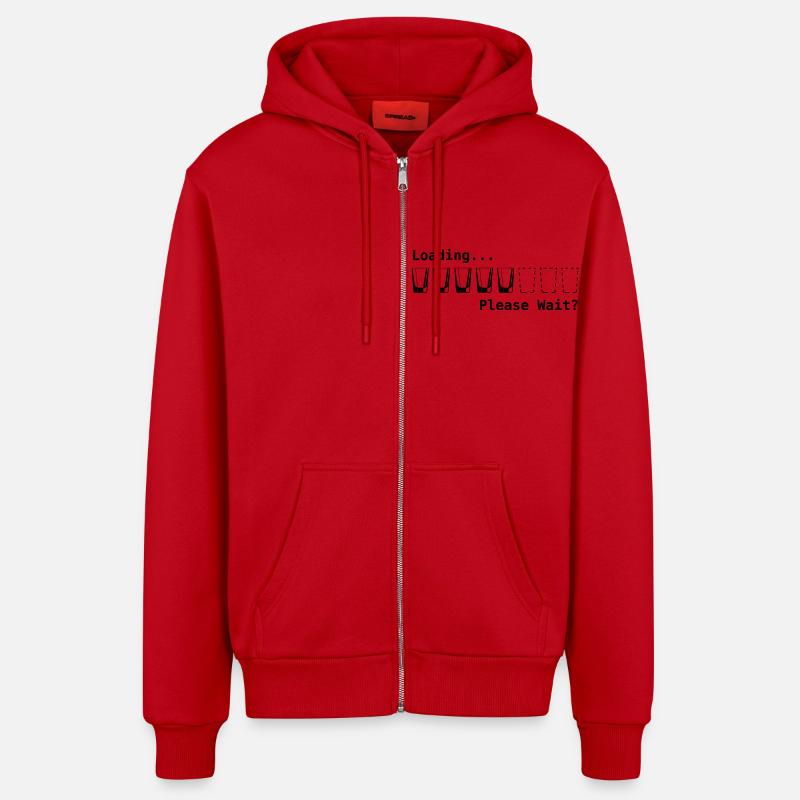 loading please wait - Organic Relaxed Kapuzenjacke Made in EU - Rot