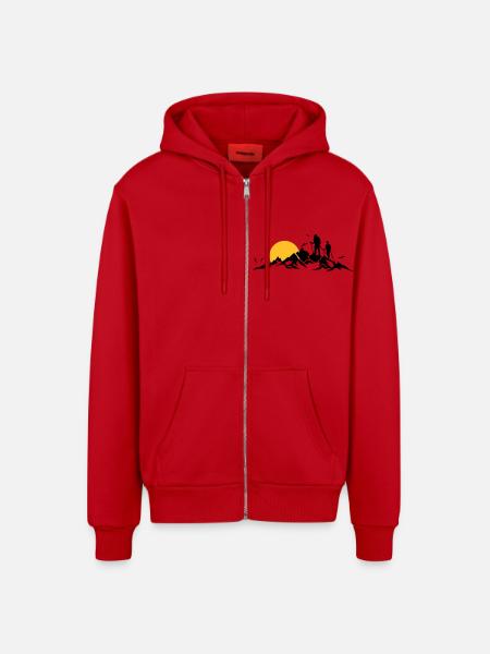 Natur - Berge Wanderer - Organic Relaxed Kapuzenjacke Made in EU - Rot
