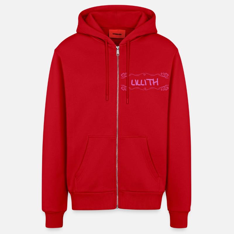 Lillith comme nom - Veste à capuche bio décontractée fabriquée en UE - rouge