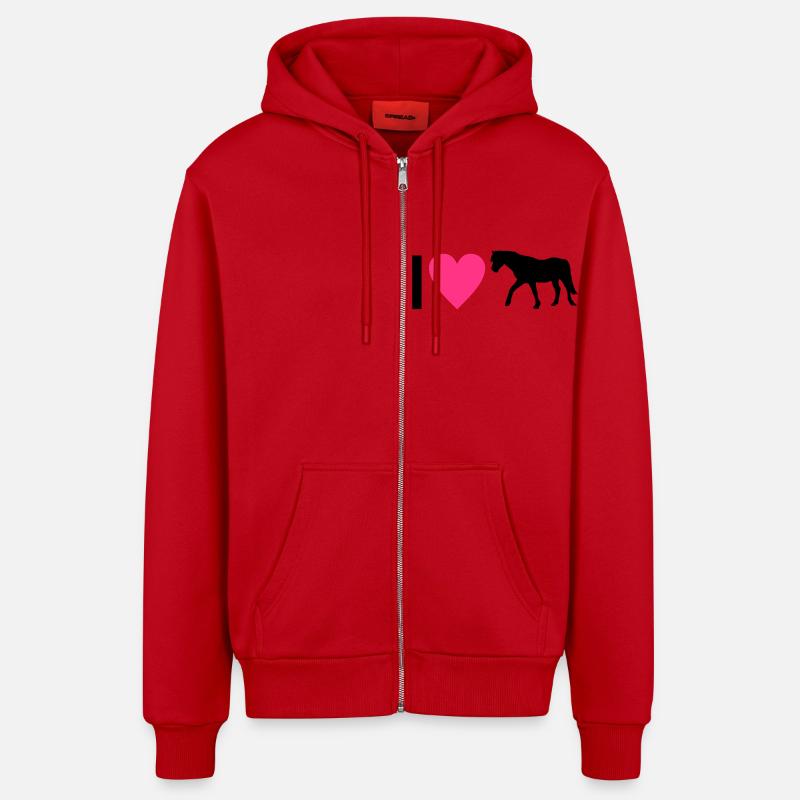 Pferd - Organic Relaxed Kapuzenjacke Made in EU - Rot
