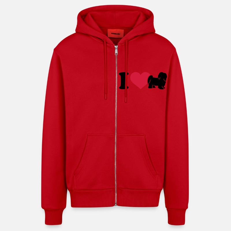 I love Havanese - Veste à capuche bio décontractée fabriquée en UE - rouge