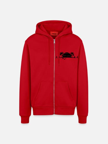 Sommer - Palmen Strand - Organic Relaxed Kapuzenjacke Made in EU - Rot