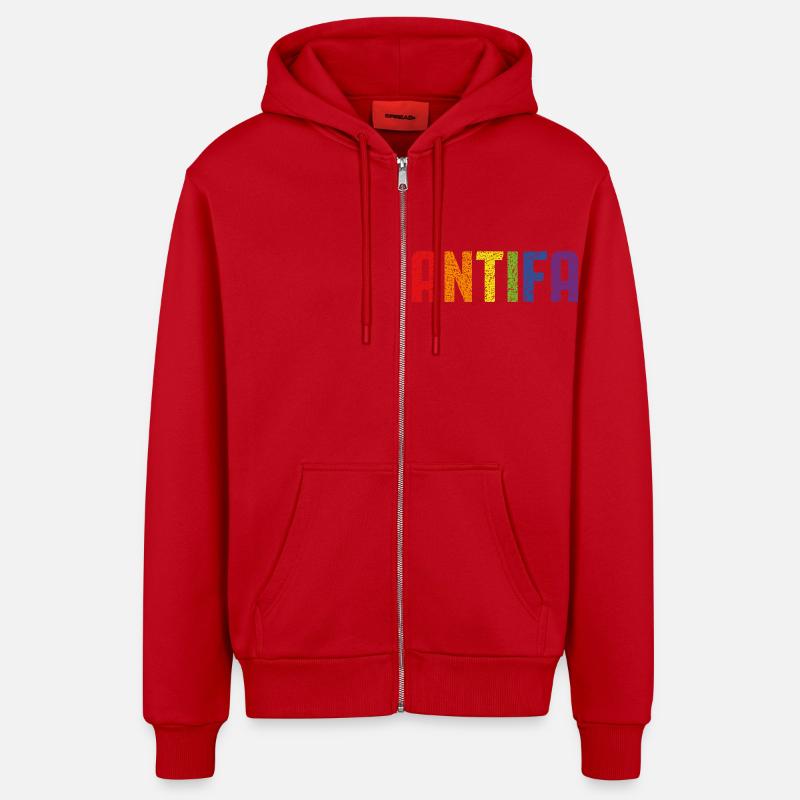 Fierté Antifa - Veste à capuche bio décontractée fabriquée en UE - rouge