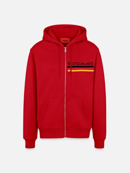 Germany - Organic Relaxed Hooded Jacket Made in EU - red