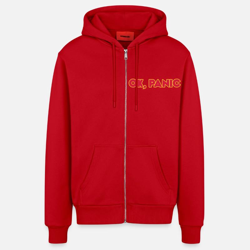 Ok, panic - Veste à capuche bio décontractée fabriquée en UE - rouge