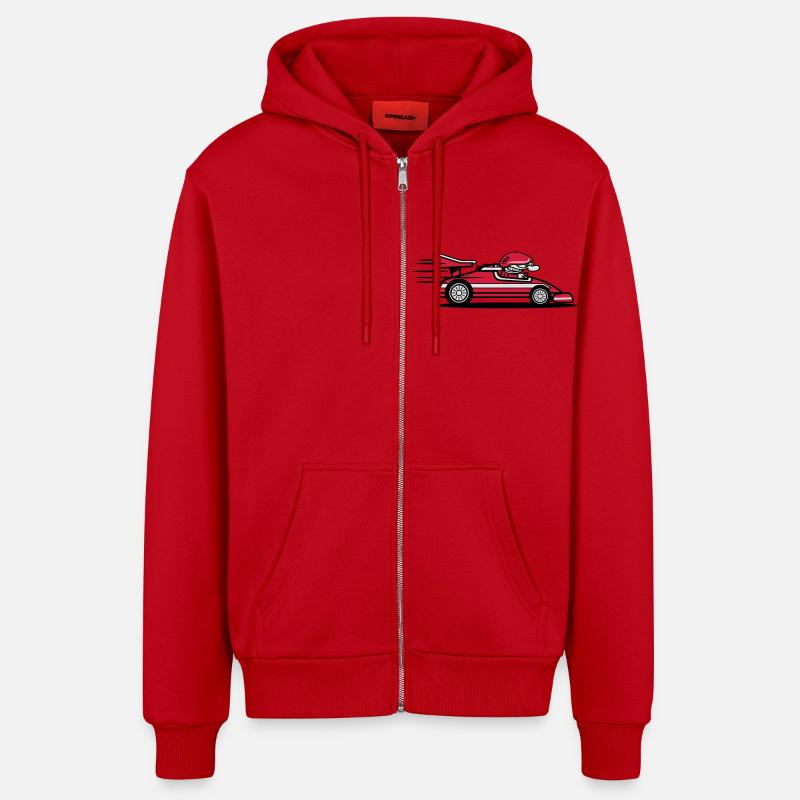 voiture de course drôle - Veste à capuche bio décontractée fabriquée en UE - rouge