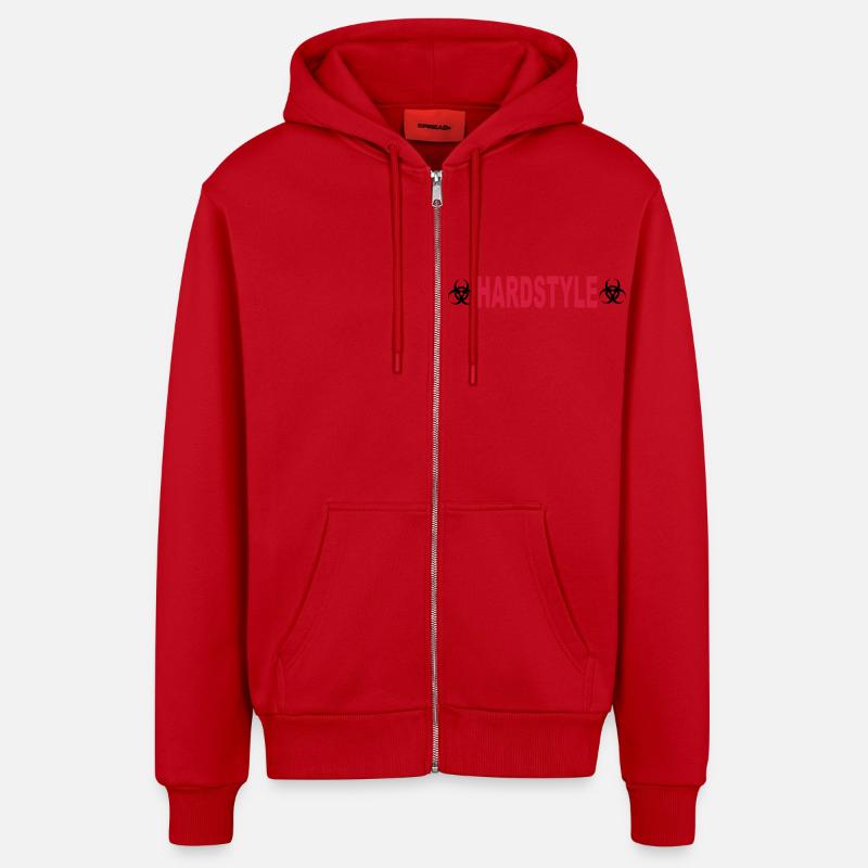 Hardstyle - Organic Relaxed Kapuzenjacke Made in EU - Rot