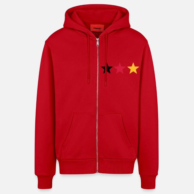 Schwarz rot gold - Organic Relaxed Kapuzenjacke Made in EU - Rot