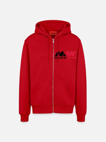 Milky Way__V001 - Organic Relaxed Hooded Jacket Made in EU - red