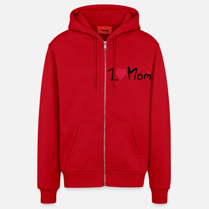 Maman de coeur, je - Veste à capuche bio décontractée fabriquée en UE - rouge