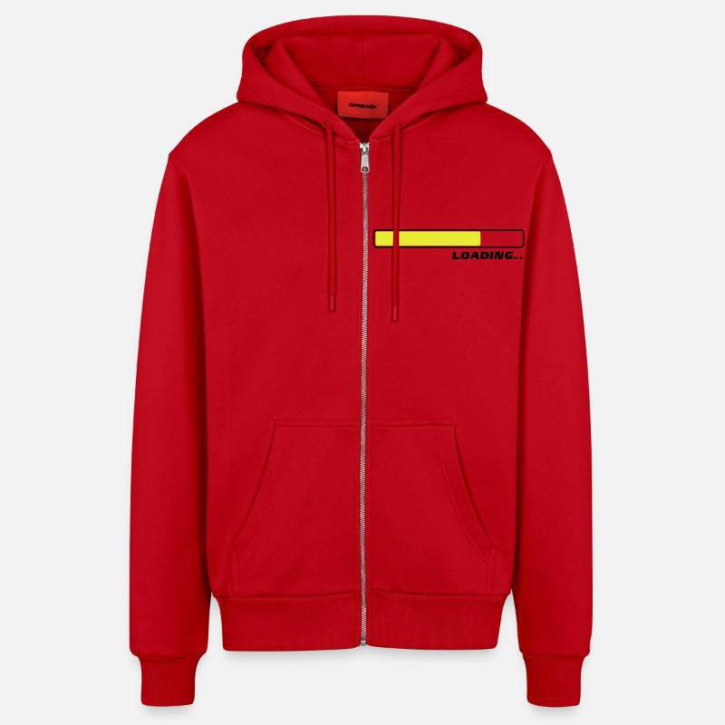 Chargement en cours ... 2c - Veste à capuche bio décontractée fabriquée en UE - rouge