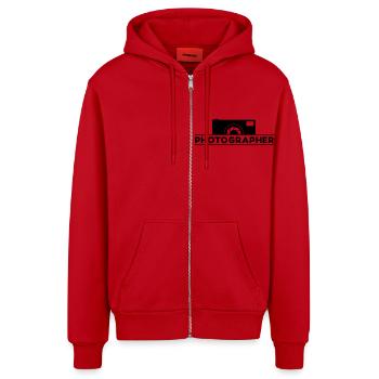 Photographer - Organic Relaxed Kapuzenjacke Made in EU - Rot - Vorne