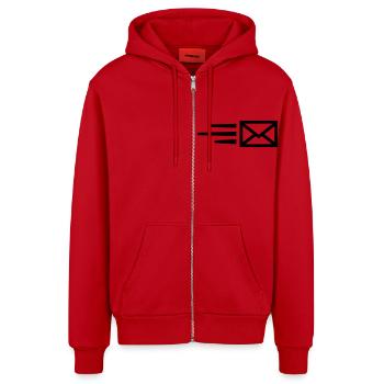 Mail envelope - Organic Relaxed Hooded Jacket Made in EU - red - Front