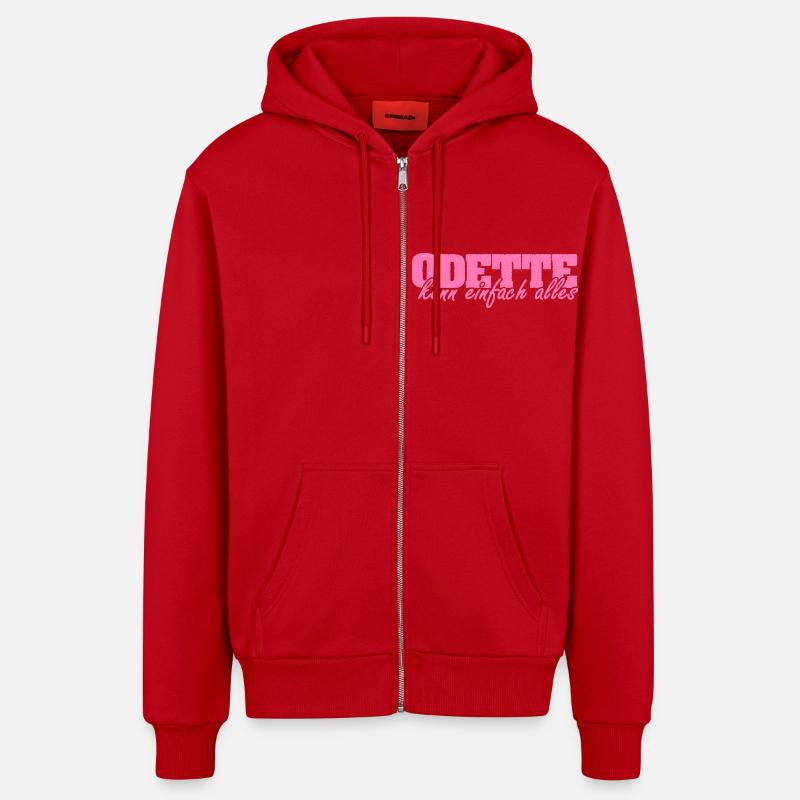 Cadeau pour Odette - Veste à capuche bio décontractée fabriquée en UE - rouge