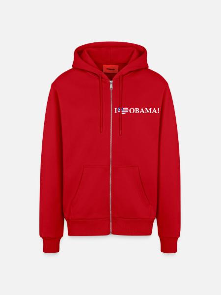 I <3 Obama - Organic Relaxed Hooded Jacket Made in EU - red