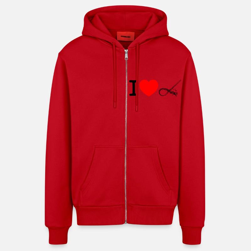 J’adore la flûte - Veste à capuche bio décontractée fabriquée en UE - rouge