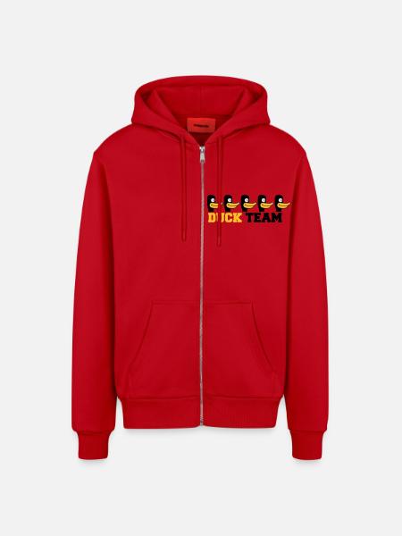 Duck Team - Veste à capuche bio décontractée fabriquée en UE - rouge