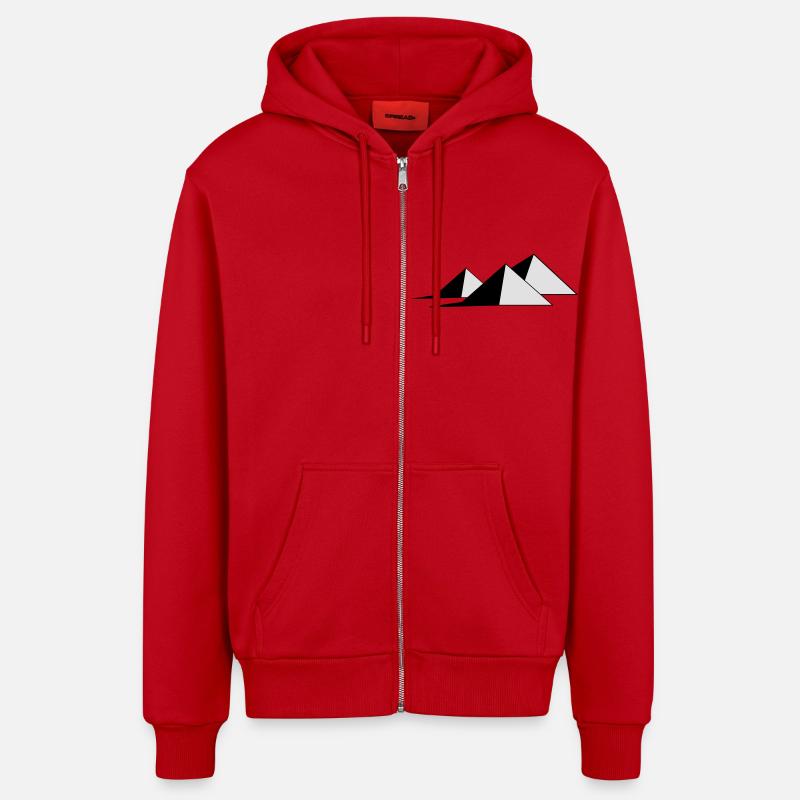 Pyramides - Veste à capuche bio décontractée fabriquée en UE - rouge