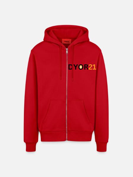 DYOR21 - Organic Relaxed Hooded Jacket Made in EU - red