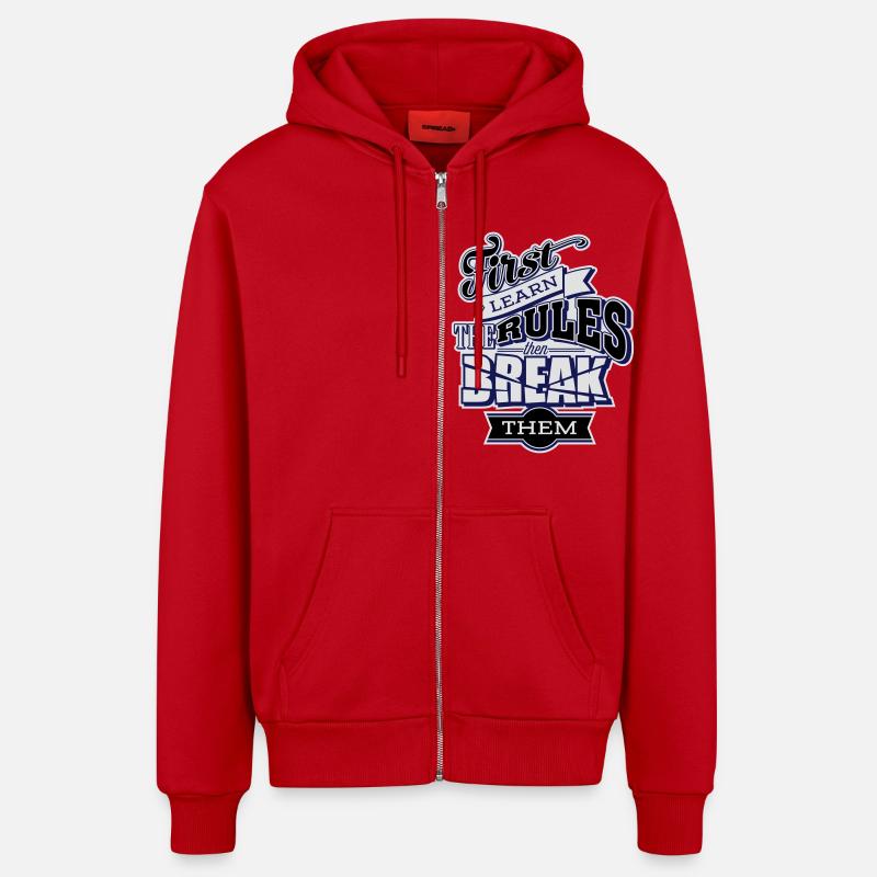 break the rules - Veste à capuche bio décontractée fabriquée en UE - rouge