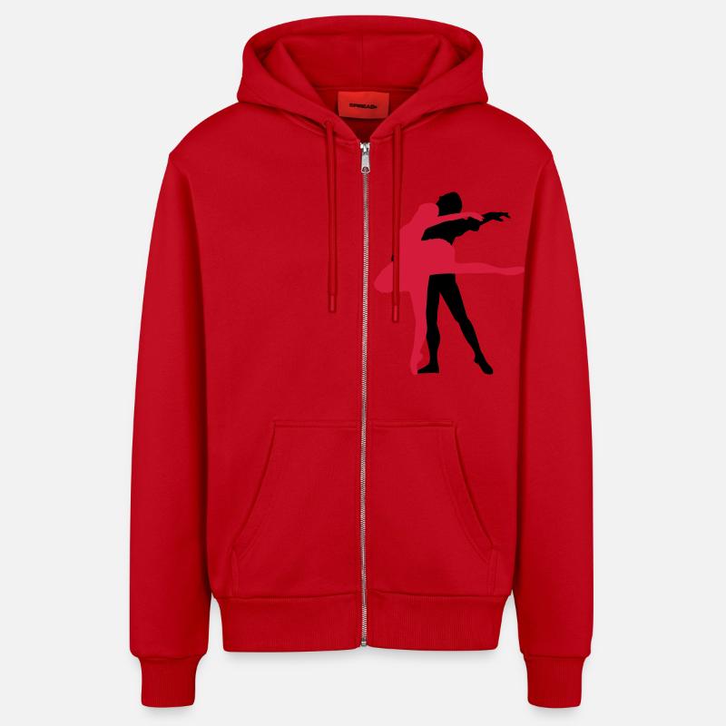 Danseuse de ballet vecteur Silhouette - Veste à capuche bio décontractée fabriquée en UE - rouge