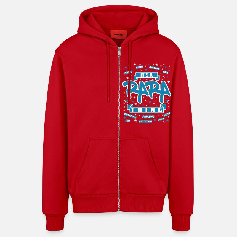 papa - Veste à capuche bio décontractée fabriquée en UE - rouge