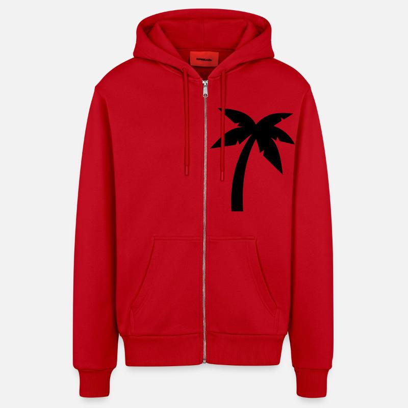 Palme - Veste à capuche bio décontractée fabriquée en UE - rouge