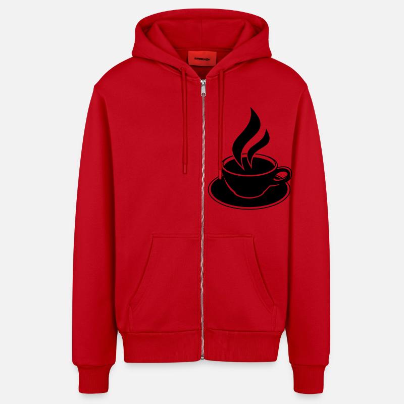 Coffee Cup Design - Veste à capuche bio décontractée fabriquée en UE - rouge