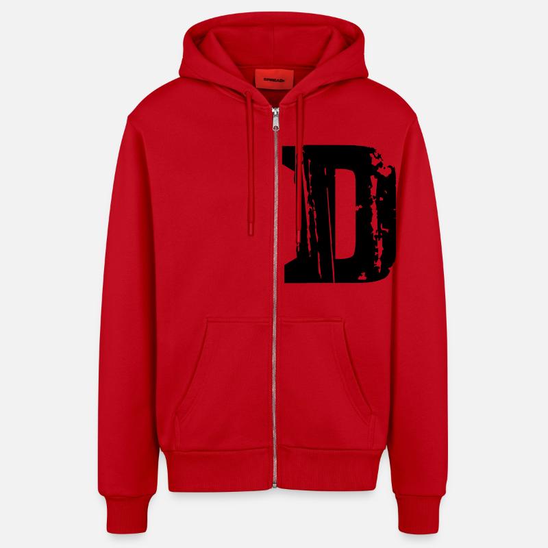 D - Buchstabe - Organic Relaxed Kapuzenjacke Made in EU - Rot