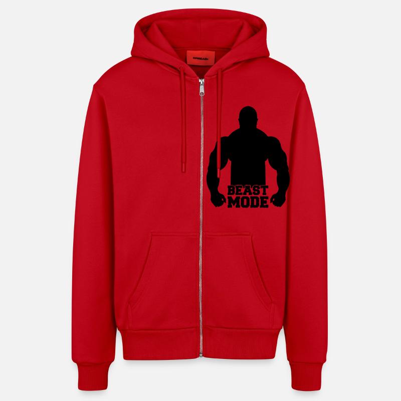 beast_mode - Veste à capuche bio décontractée fabriquée en UE - rouge