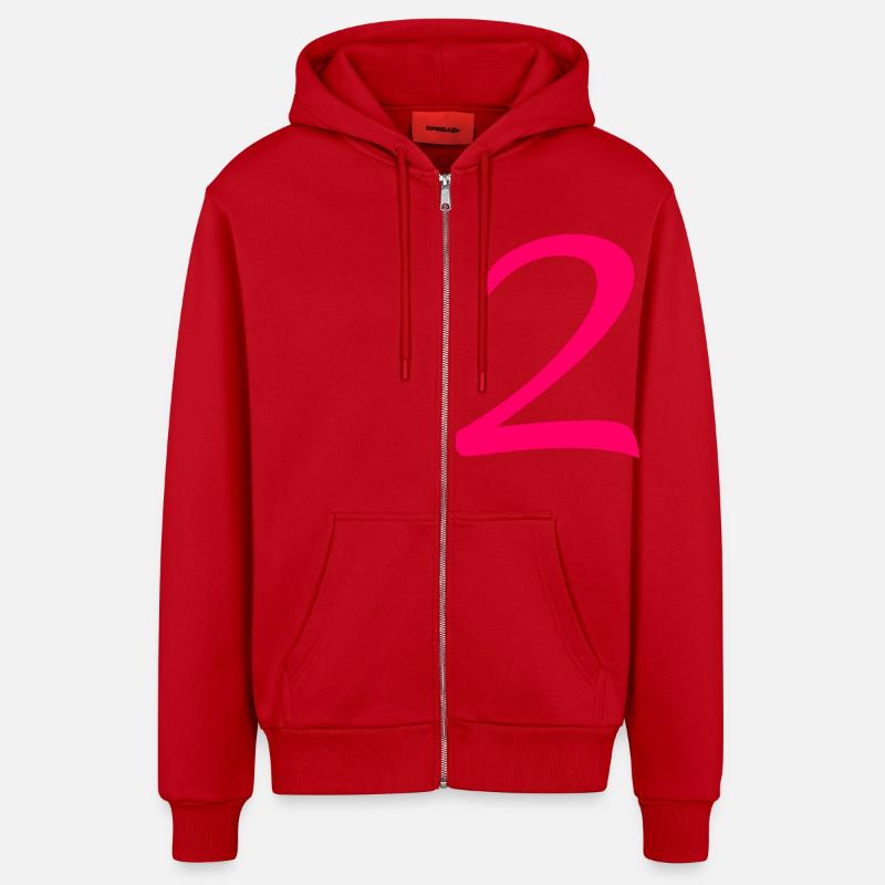 2 - Veste à capuche bio décontractée fabriquée en UE - rouge