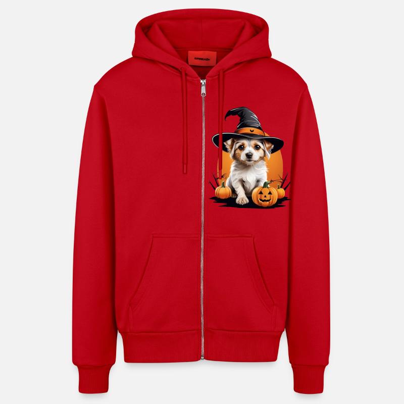 Chien d’Halloween - Veste à capuche bio décontractée fabriquée en UE - rouge