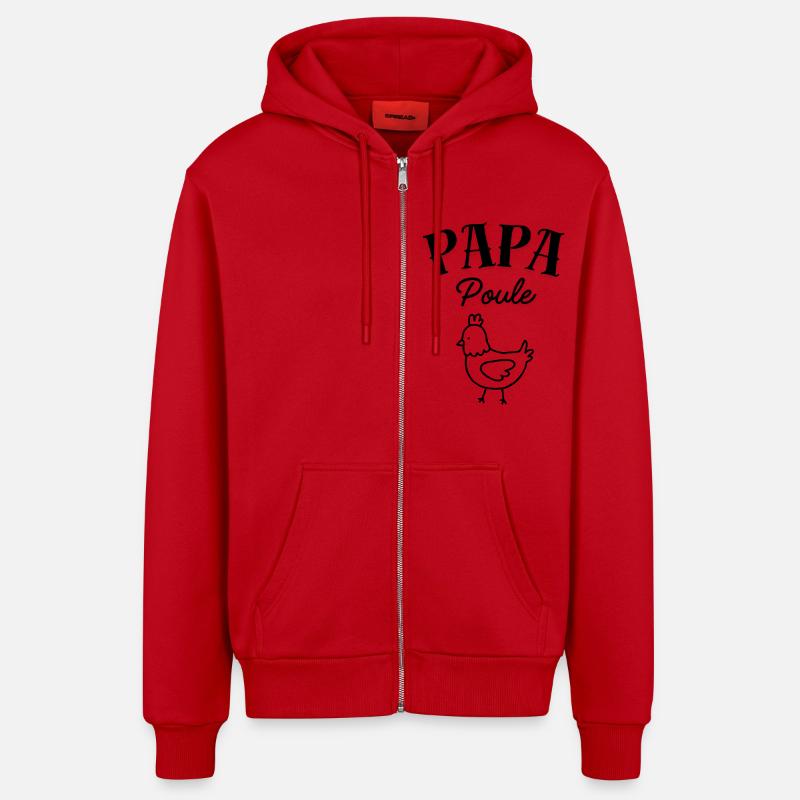 Papa poule 7 - Veste à capuche bio décontractée fabriquée en UE - rouge